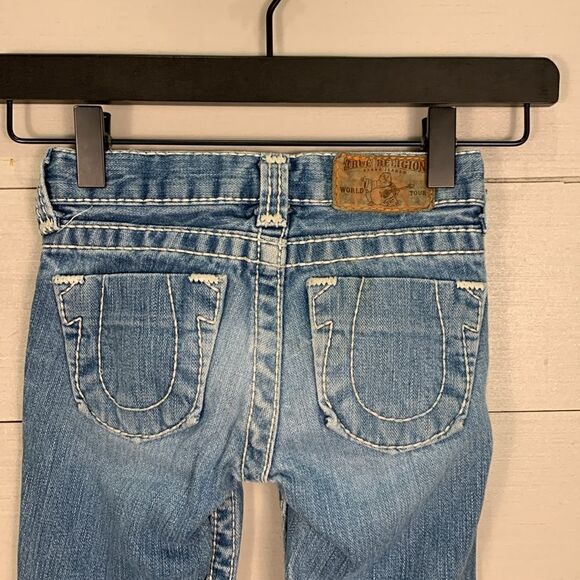 True Religion size 4 denim jeans distressed 100% cotton - Picture 4 of 7